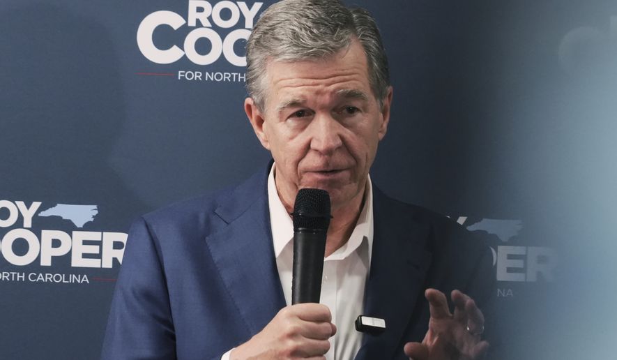 Former Democratic Gov. Roy Cooper, who is running for U.S. Senate, speaks to supporters at St. James African Methodist Episcopal Church in Goldsboro, N.C., on Thursday, Sept. 10, 2026. (AP Photo/Allen G. Breed)
