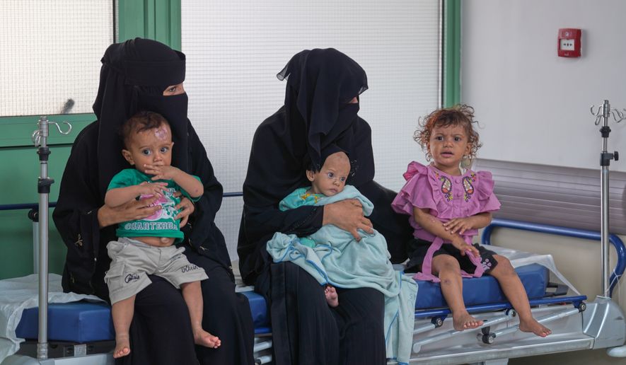 Displaced Yemenis from the West coast wait to receive medical care at Prince Mohammed bin Salman Hospital in Aden, Yemen, Wednesday, Sept. 16, 2026. (AP Photo/Abdulnasser Alseddik)