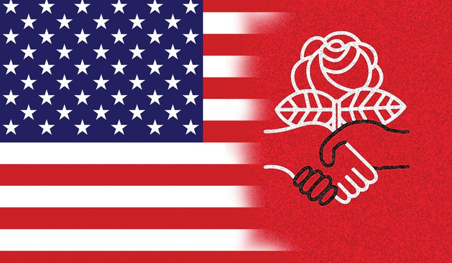 Democratic socialism in the United States of America illustration by Alexander Hunter/The Washington Times