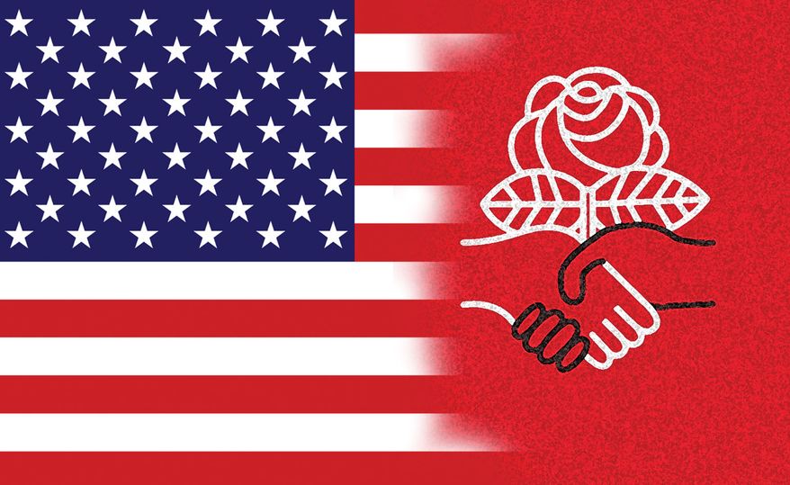 Democratic socialism in the United States of America illustration by Alexander Hunter/The Washington Times