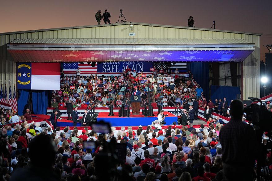 President Donald Trump speaks during a campaign rally at the Gastonia Municipal Airport, Wednesday, Sept. 16, 2026, in Gastonia, N.C. (AP Photo/Matt Kelley)