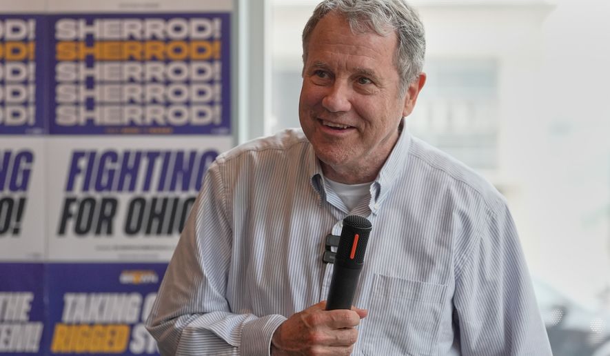 Democratic Ohio Senate candidate Sherrod Brown, a former three-term U.S. senator, speaks at a campaign event in Akron, Ohio, on July 16, 2026. (AP Photo/Sue Ogrocki) **FILE**