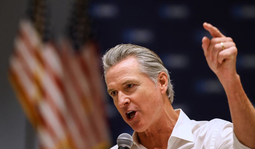 California Gov. Gavin Newsom speaks at a rally for democratic candidates Saturday, Sept. 5, 2026, in Monroe, N.C. (AP Photo/Nell Redmond)