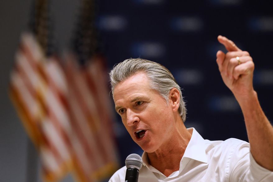 California Gov. Gavin Newsom speaks at a rally for democratic candidates Saturday, Sept. 5, 2026, in Monroe, N.C. (AP Photo/Nell Redmond)
