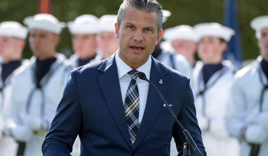 Defense Secretary Pete Hegseth speaks during the POW/MIA National Recognition Day Ceremony at the Pentagon, Friday, Sept. 18, 2026, in Washington. (AP Photo/Mark Schiefelbein)