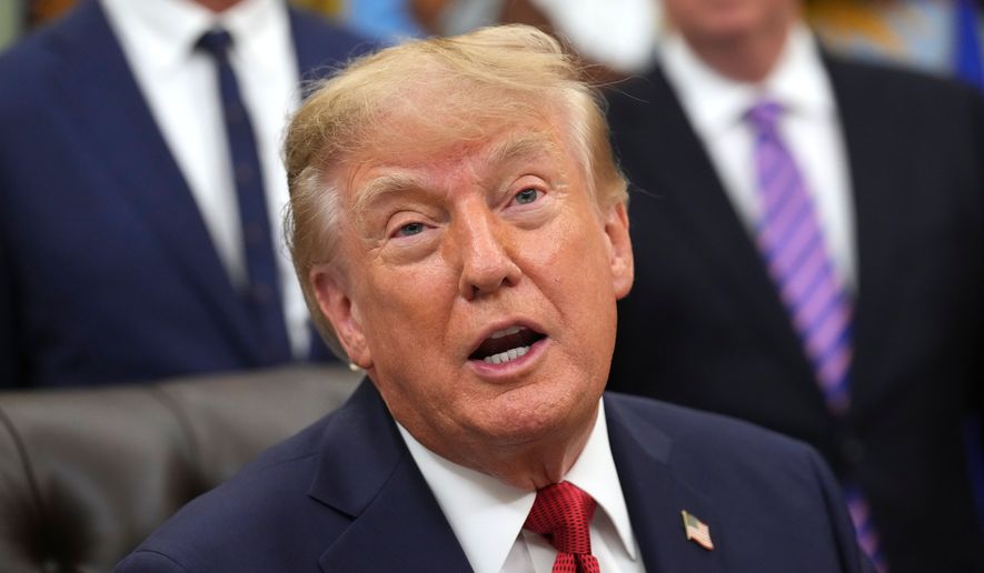 President Donald Trump speaks during an event about healthcare in the Oval Office of the White House, Friday Sept. 18, 2026, in Washington. (AP Photo/Jacquelyn Martin)