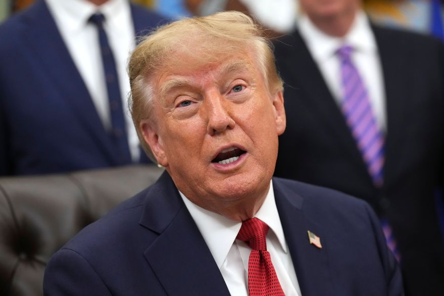 President Donald Trump speaks during an event about healthcare in the Oval Office of the White House, Friday Sept. 18, 2026, in Washington. (AP Photo/Jacquelyn Martin)