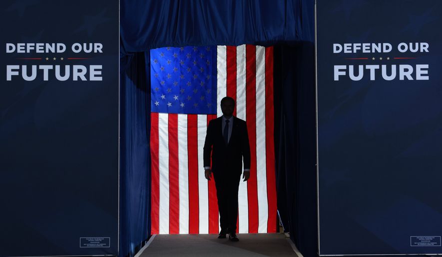 Vice President J.D. Vance arrives to speak during the Republican National Committee's Midterm Rally at the Mid-America Center, Friday, Sept. 18, 2026, in Council Bluffs, Iowa. (Anna Moneymaker/Pool Photo via AP) ** FILE **