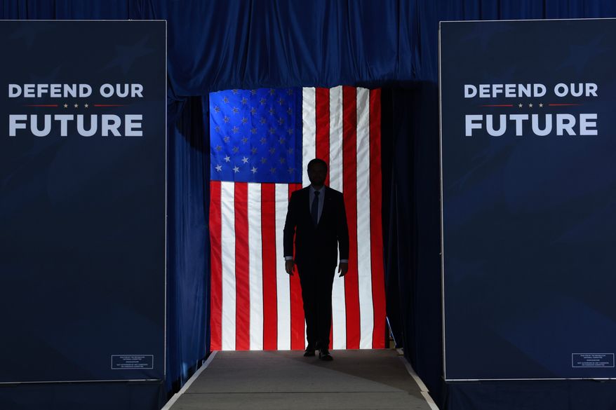 Vice President J.D. Vance arrives to speak during the Republican National Committee's Midterm Rally at the Mid-America Center, Friday, Sept. 18, 2026, in Council Bluffs, Iowa. (Anna Moneymaker/Pool Photo via AP) ** FILE **
