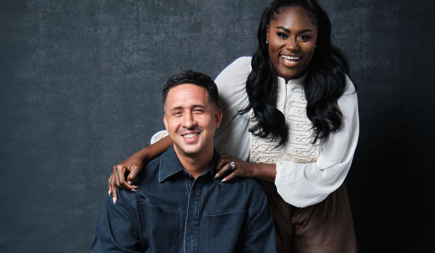 Walter Thompson-Hernandez, left, and Danielle Brooks pose for a portrait to promote "If I Go They Will Miss Me" on Friday, Sept. 11, 2026, in Los Angeles. (Photo by Birdie Thompson/Invision/AP)