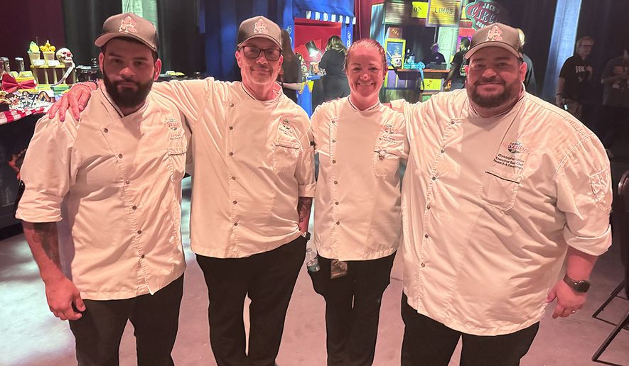 Research and Development chef Christian Markussen, Research and Development culinary trainer Tosh Benson; Research and Development sous chef Luis Rivera, and Research and Development executive sous chef Christopher Colon. (Photograph by Jacquie Kubin / Special to The Washington Times)