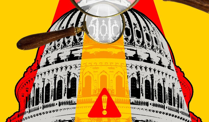 Congress finding waste, fraud and abuse illustration by Linas Garsys / The Washington Times