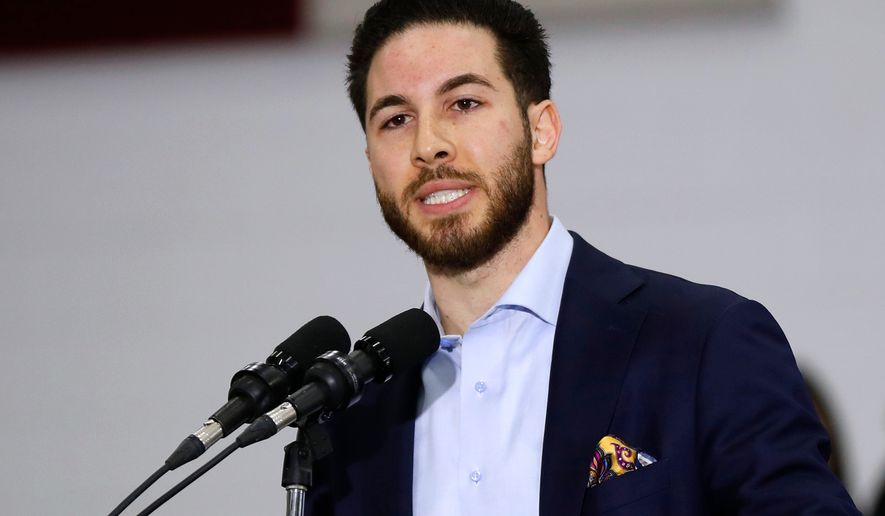 Rep. Abdullah Hammoud, D-Dearborn, speaks during a campaign rally in Dearborn, Mich., on March 7, 2020. (AP Photo/Paul Sancya, File)