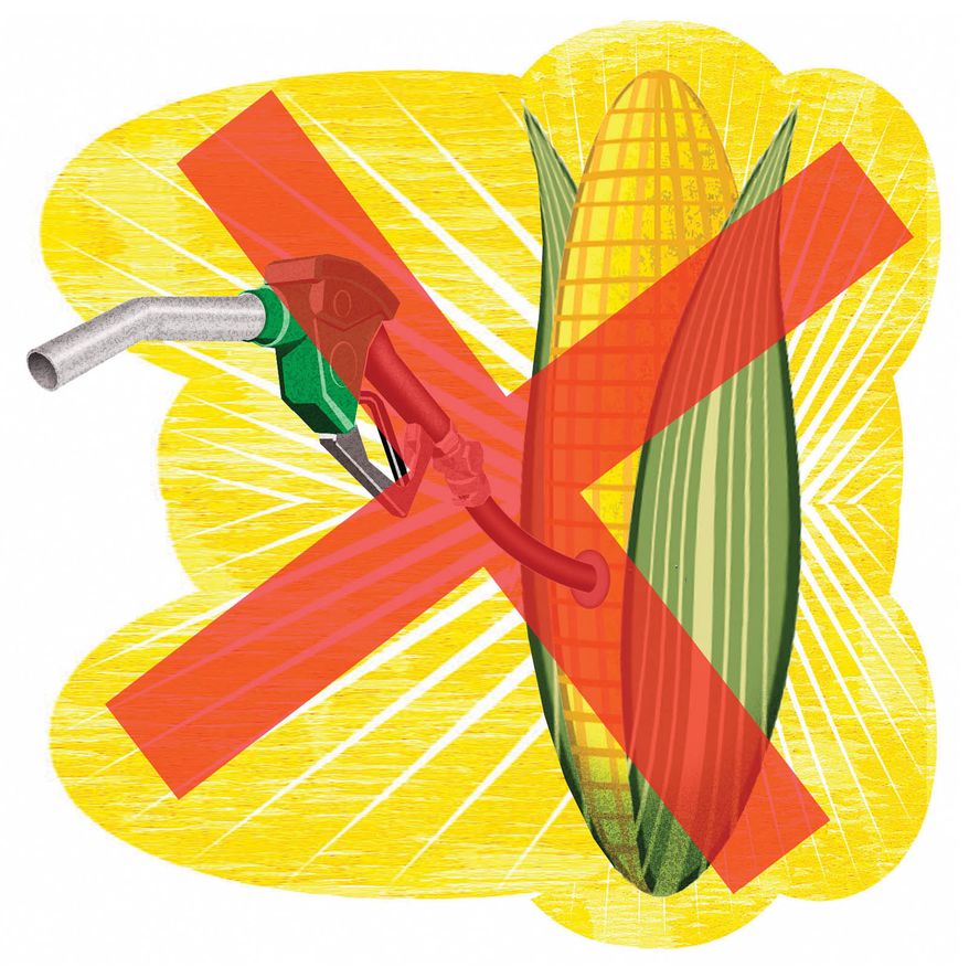 Suspend the ethanol mandate in gasoline illustration by Alexander Hunter/The Washington Times