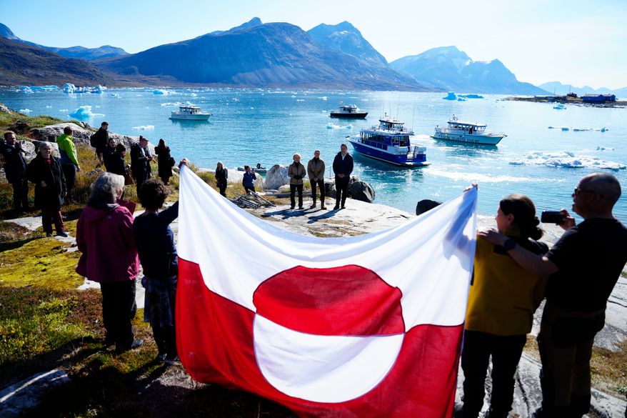 Denmark's Prime Minister Mette Frederiksen, Greenland's government leader Jens-Frederik Nielsen, and President of the European Commission Ursula von der Leyen visit Qoornoq, Greenland on Sept. 6, 2026. (Mads Claus Rasmussen/Ritzau Scanpix via AP, File)