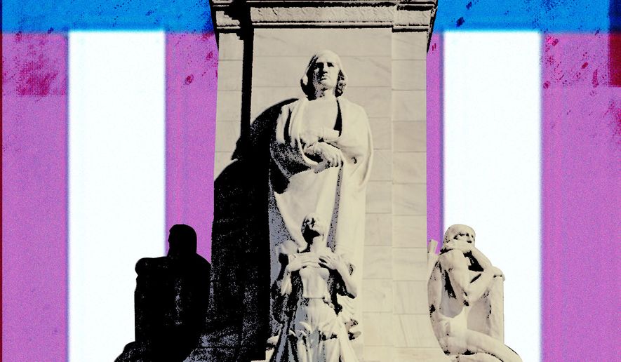 Christopher Columbus' fountain in Washington D.C. illustration by Linas Garsys / The Washington Times