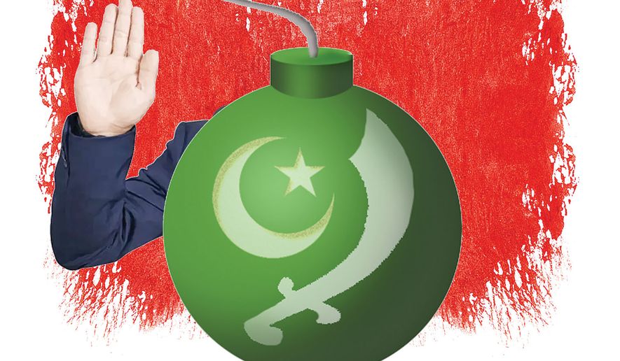 Terrorists weaponize U.S. citizenship illustration by Alexander Hunter/The Washington Times