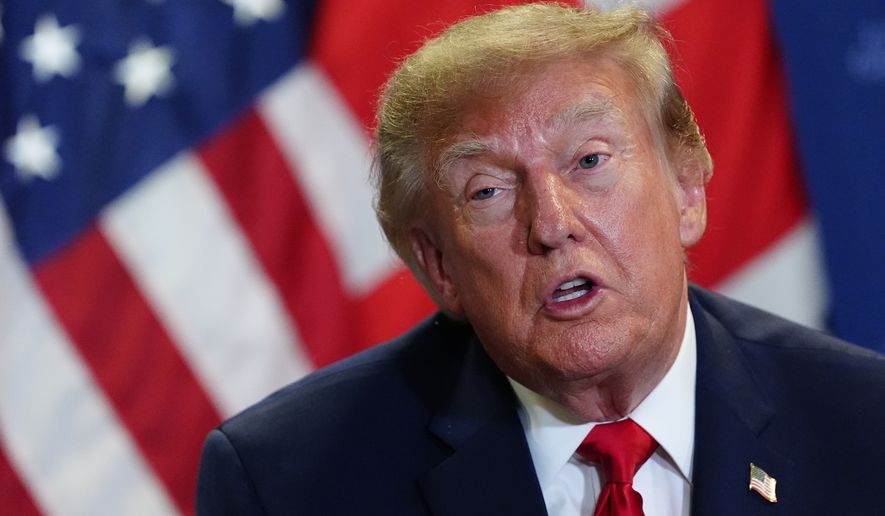President Donald Trump speaks as he meets with Britain's Prime Minister Andy Burnham during the United Nations General Assembly, Tuesday, Sept. 22, 2026, at the UN headquarters. (AP Photo/Julia Demaree Nikhinson)