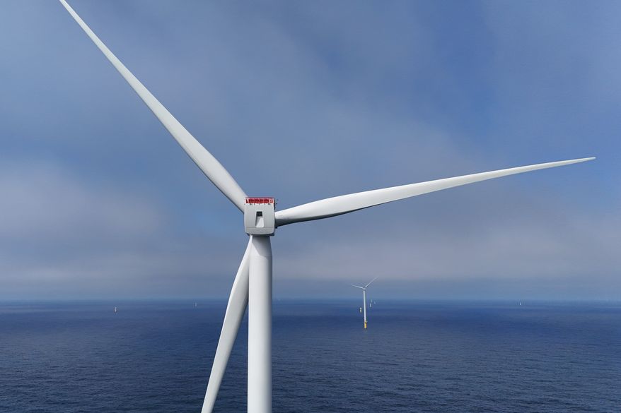 FILE - Turbines are visible at Sunrise Wind offshore wind farm that is under construction off the coast of Montauk Point, New York, April 23, 2026. (AP Photo/Joshua A. Bickel, File)