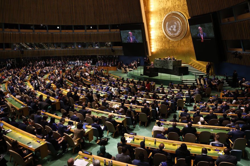 The United Nations Secretary-General Antonio Guterres speaks during the 81st session of the United Nations General Assembly at United Nations headquarters, Tuesday, Sept. 22, 2026. (AP Photo/Heather Khalifa)