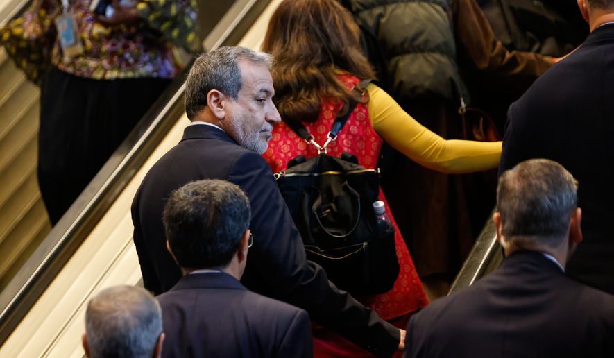 Iran's Foreign Minister Abbas Araghchi arrives ahead of the 81st session of the U.N. General Assembly at United Nations headquarters, Tuesday, Sept. 22, 2026. (AP Photo/Stefan Jeremiah)