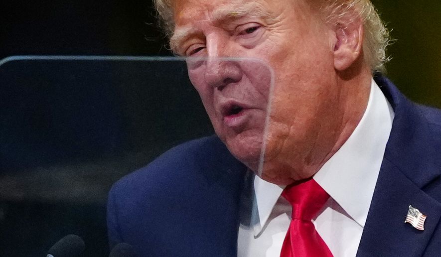 President Donald Trump speaks to the United Nations General Assembly, Tuesday, Sept. 22, 2026, at the UN headquarters. (AP Photo/Julia Demaree Nikhinson)