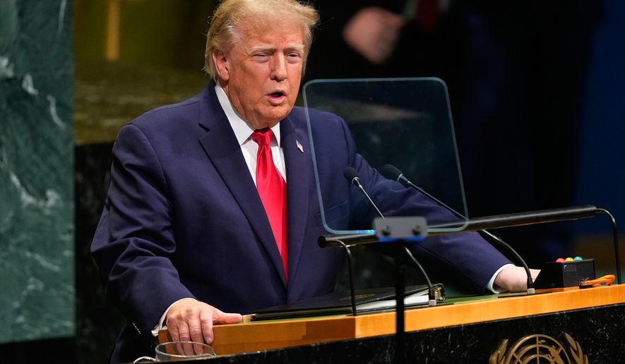 United States President Donald Trump speaks during the 81st session of the United Nations General Assembly at United Nations headquarters, Tuesday, Sept. 22, 2026. (AP Photo/Yuki Iwamura)