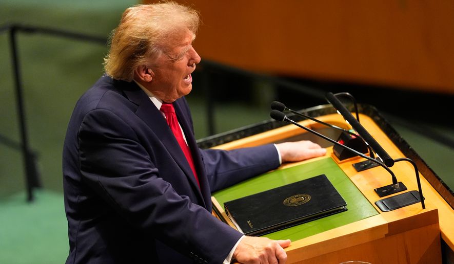 United States President Donald Trump speaks during the 81st session of the United Nations General Assembly at United Nations headquarters, Tuesday, Sept. 22, 2026. (AP Photo/Yuki Iwamura)