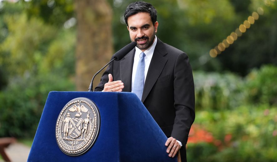 New York City Mayor Zohran Mamdani speaks to media after his meeting with President Donald Trump, Monday, Sept. 21, 2026, in New York. (AP Photo/Adam Gray)