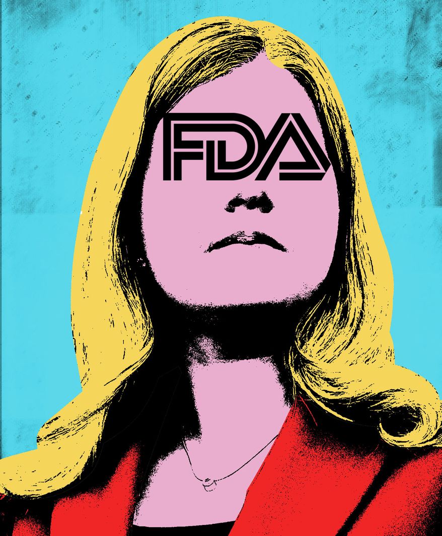 Heidi Overton and the Food and Drug Administration (FDA) illustration by Linas Garsys / The Washington Times