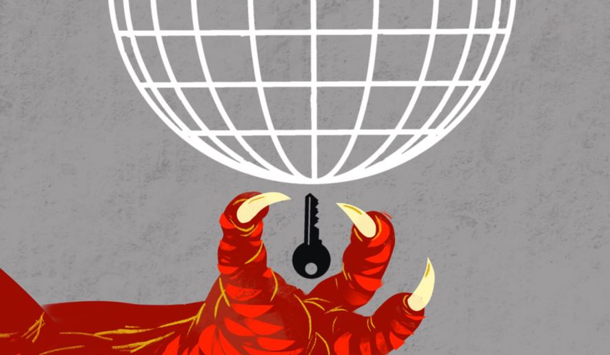 China controlling global trade illustration by Linas Garsys / The Washington Times