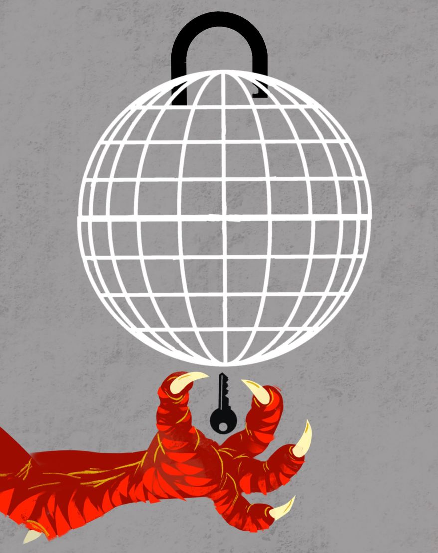 China controlling global trade illustration by Linas Garsys / The Washington Times
