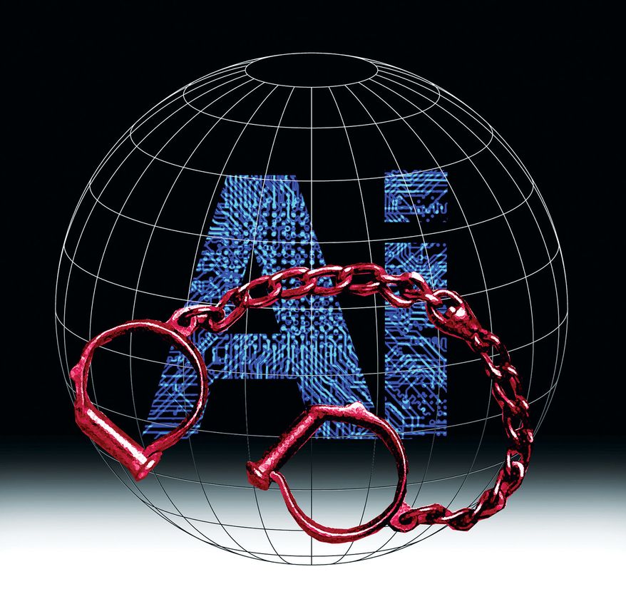 Controlling artificial intelligence (AI) around the world illustration by Alexander Hunter/The Washington Times
