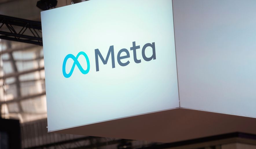 FILE - The Meta logo is seen at the Vivatech show in Paris on June 14, 2023. (AP Photo/Thibault Camus, File)
