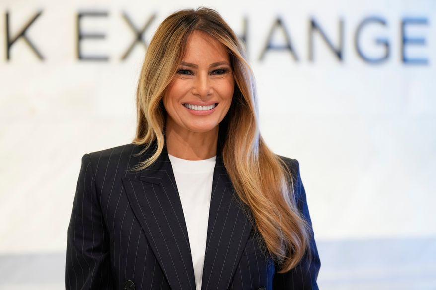 First lady Melania Trump prepares to ring the opening bell at the New York Stock Exchange Wednesday, Sept. 23, 2026, in New York. (AP Photo/Seth Wenig)