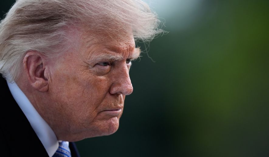 President Donald Trump talks with reporters on the South Lawn Wednesday, Sept. 23, 2026, in Washington, after greeting China's President Xi Jinping at Joint Base Andrews. (AP Photo/Manuel Balce Ceneta)