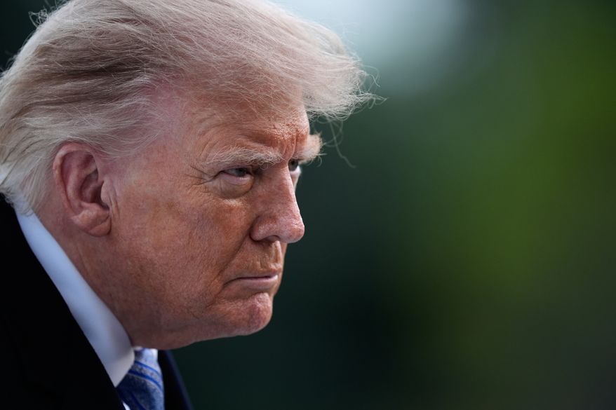 President Donald Trump talks with reporters on the South Lawn Wednesday, Sept. 23, 2026, in Washington, after greeting China's President Xi Jinping at Joint Base Andrews. (AP Photo/Manuel Balce Ceneta)