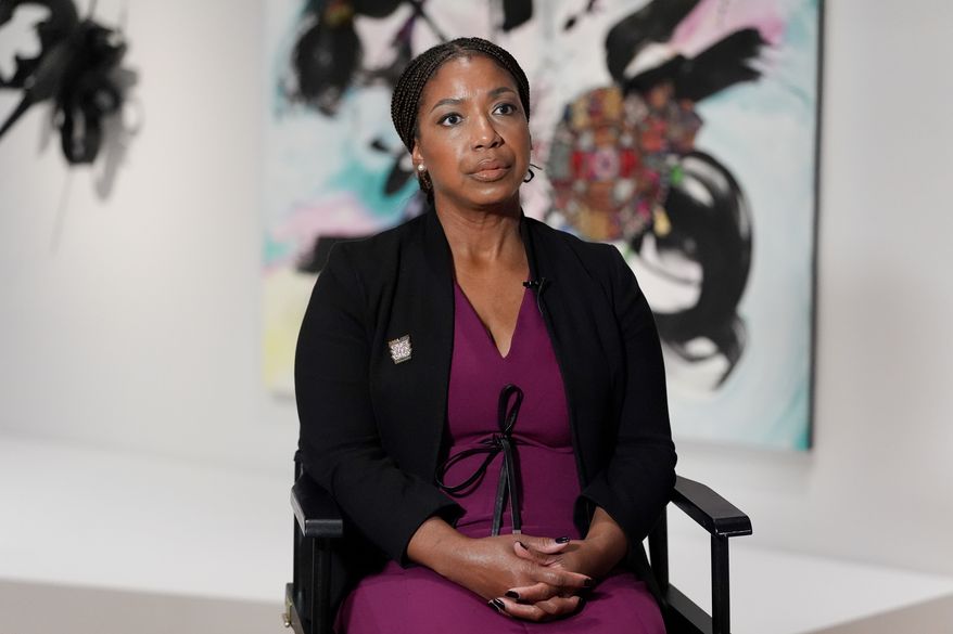 Shanita Brackett, acting director of the Smithsonian's National Museum of African American History and Culture, speaks during an interview with The Associated Press, Wednesday, Sept. 23, 2026, in Washington. (AP Photo/Julia Demaree Nikhinson)