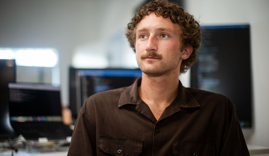 Jack Zemke poses for a portrait at a co-working space in Santa Monica, Calif., Wednesday, Sept. 2, 2026. (AP Photo/Ethan Swope)