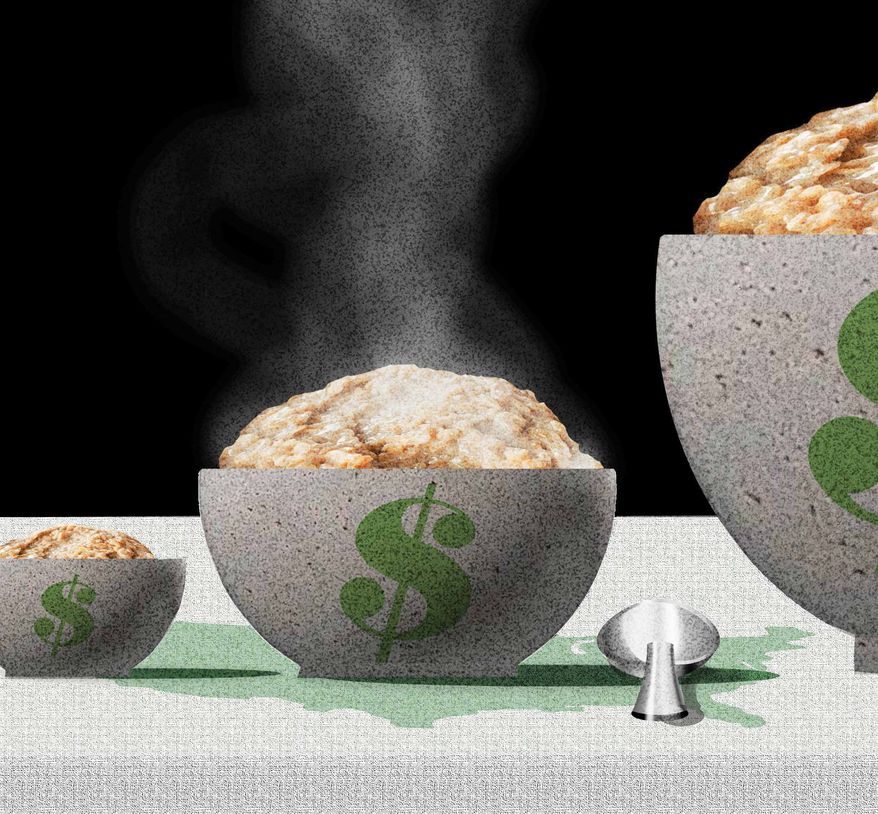 Middle-class wealth in the United States of America illustration by Alexander Hunter/The Washington Times