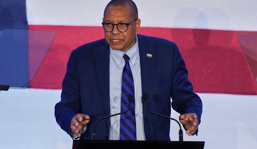 FILE - New Jersey Democratic Lt. Governor elect Dale Caldwell speaks during an election night party in East Brunswick, N.J., Nov. 4, 2025. (AP Photo/Matt Rourke, File)