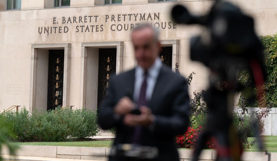 The E. Barrett Prettyman U.S. Federal Courthouse, is seen Wednesday, Sept. 23, 2026, in Washington. (AP Photo/Jose Luis Magana)
