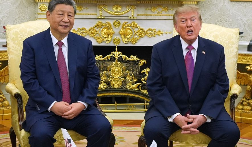 President Donald Trump and China's President Xi Jinping meet in the Oval Office of the White House, Thursday, Sept. 24, 2026, in Washington. (AP Photo/Jacquelyn Martin)
