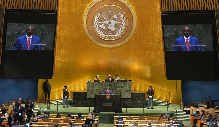 President of Kenya William Samoei Ruto, addresses the 81st session of the United Nations General Assembly at U.N. headquarters Wednesday, Sept. 23, 2026. (AP Photo/Frank Franklin II)