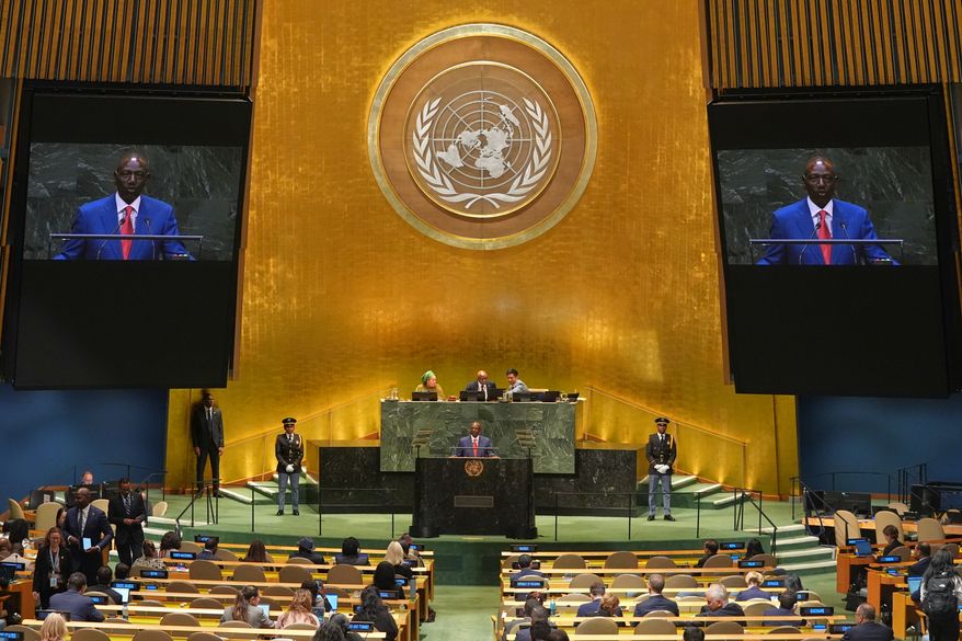 President of Kenya William Samoei Ruto, addresses the 81st session of the United Nations General Assembly at U.N. headquarters Wednesday, Sept. 23, 2026. (AP Photo/Frank Franklin II)