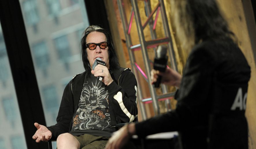 Musician Todd Rundgren participates in AOL's BUILD Speaker Series to discuss his new album "Global" at AOL Studios on Wednesday, May 6, 2015, in New York. (Photo by Evan Agostini/Invision/AP)