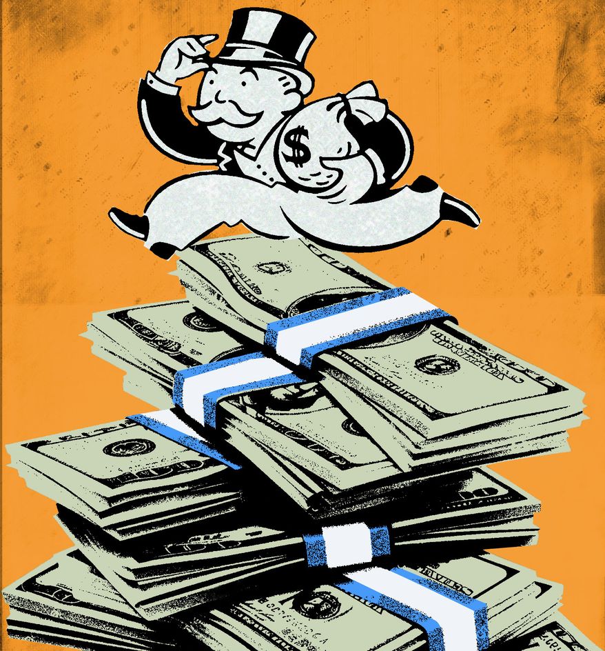 Millionaires getting unemployment illustration by Linas Garsys / The Washington Times