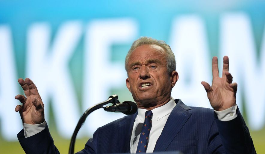 Health and Human Services Secretary Robert F. Kennedy Jr., speaks at the Republican convention Thursday, Sept. 10, 2026, in Dallas. (AP Photo/Alex Brandon)