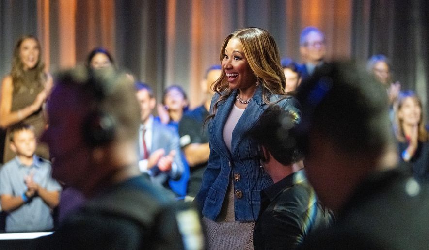 Nicki Minaj arrives to the Small Business Administration's Million Dollar Pitch Competition, Friday, Sept. 18, 2026, in Washington. (AP Photo/Allison Robbert)