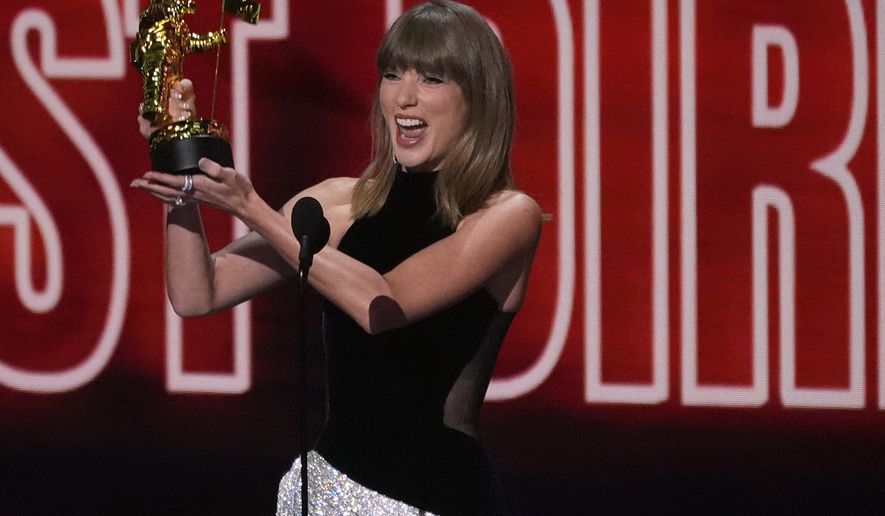 Taylor Swift accepts the MTV VMA Artist Director Honors award during the MTV Video Music Awards on Sunday, Sept. 27, 2026, at the Peacock Theater in Los Angeles. (AP Photo/Chris Pizzello)